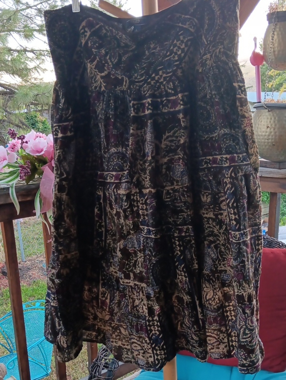 Womens Chaps Black Paisley Tiered Skirt